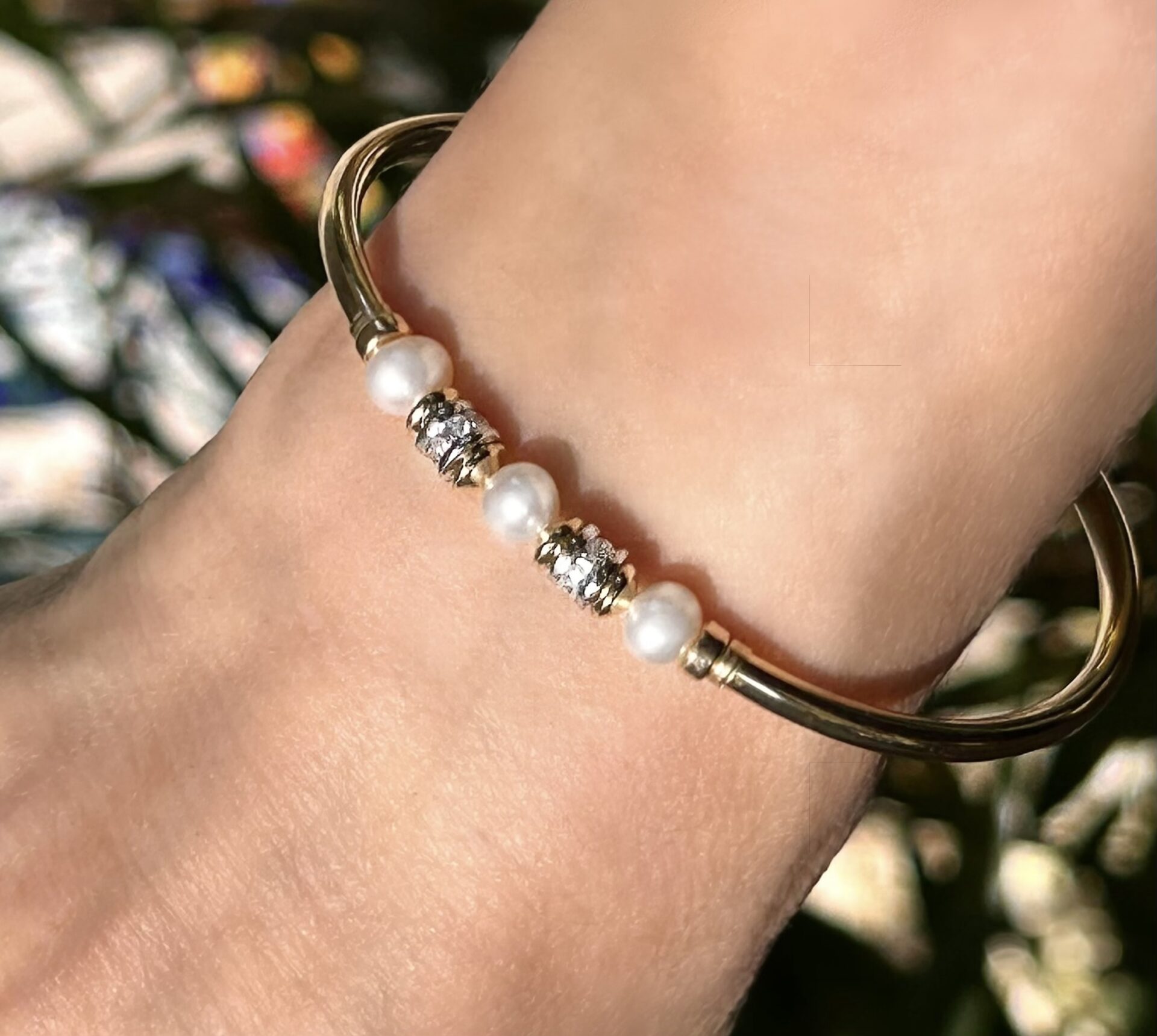 Aya Eliza White Pearl Gold Filled Bracelet - Image 3