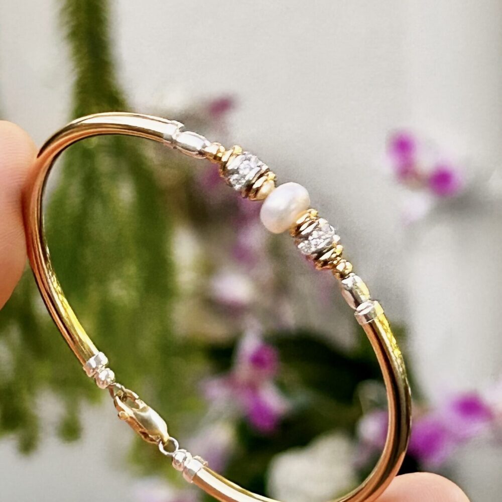 Dior White Pearl Gold Filled Bracelet