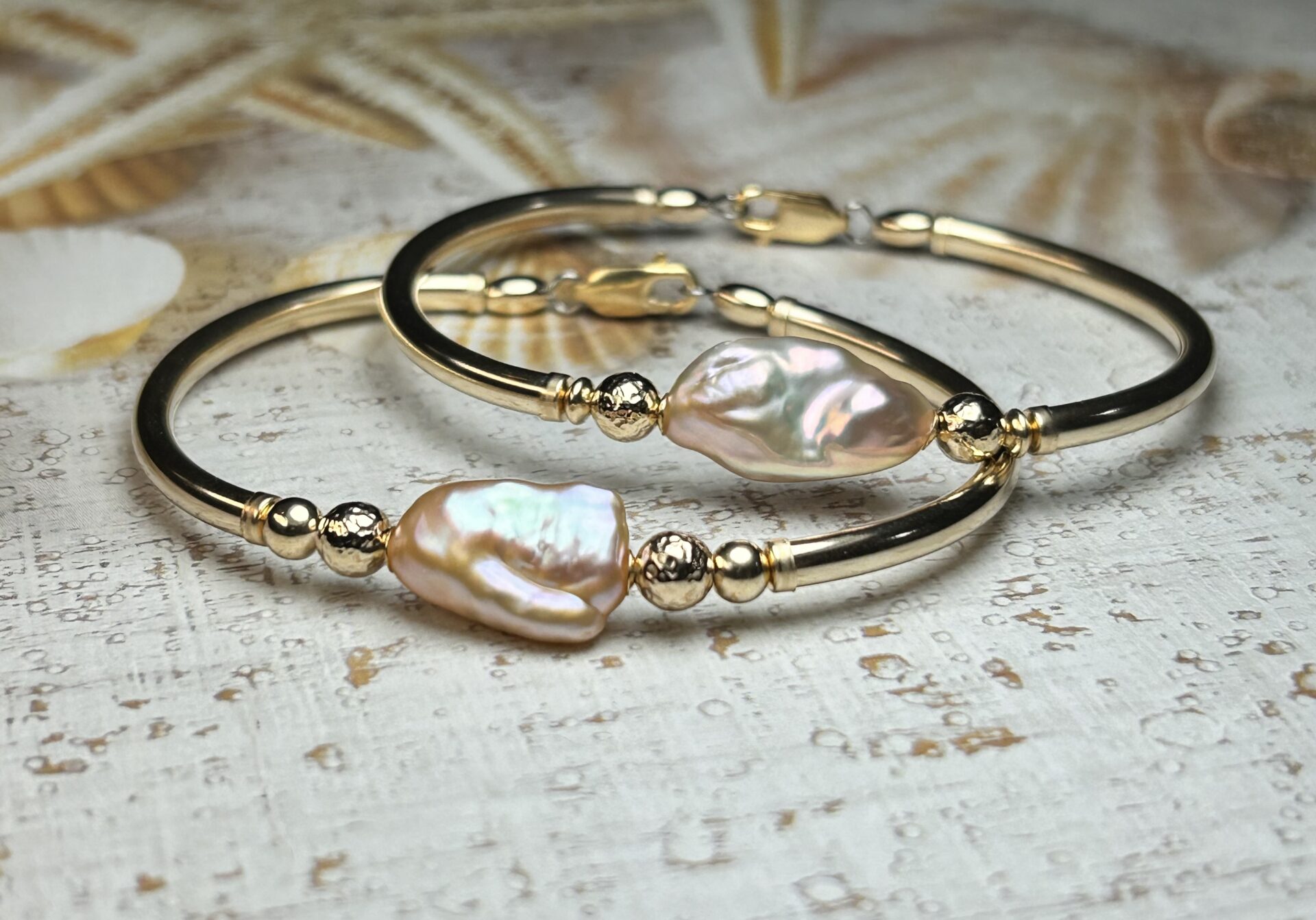 Keshi Pink Pearl Gold Filled Bracelet