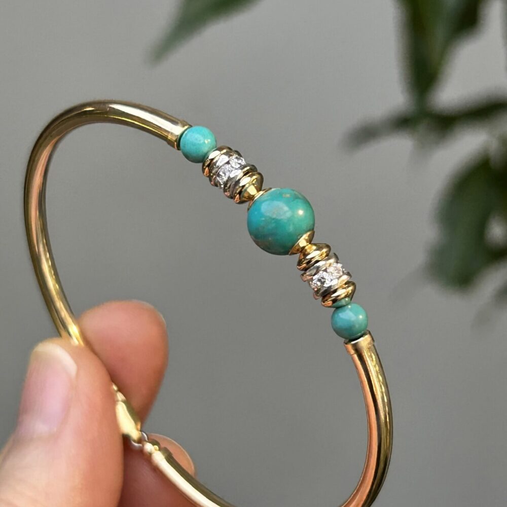 Turquoise Bella Eliza Sterling Silver CZ and 14K Gold Filled Bracelet
