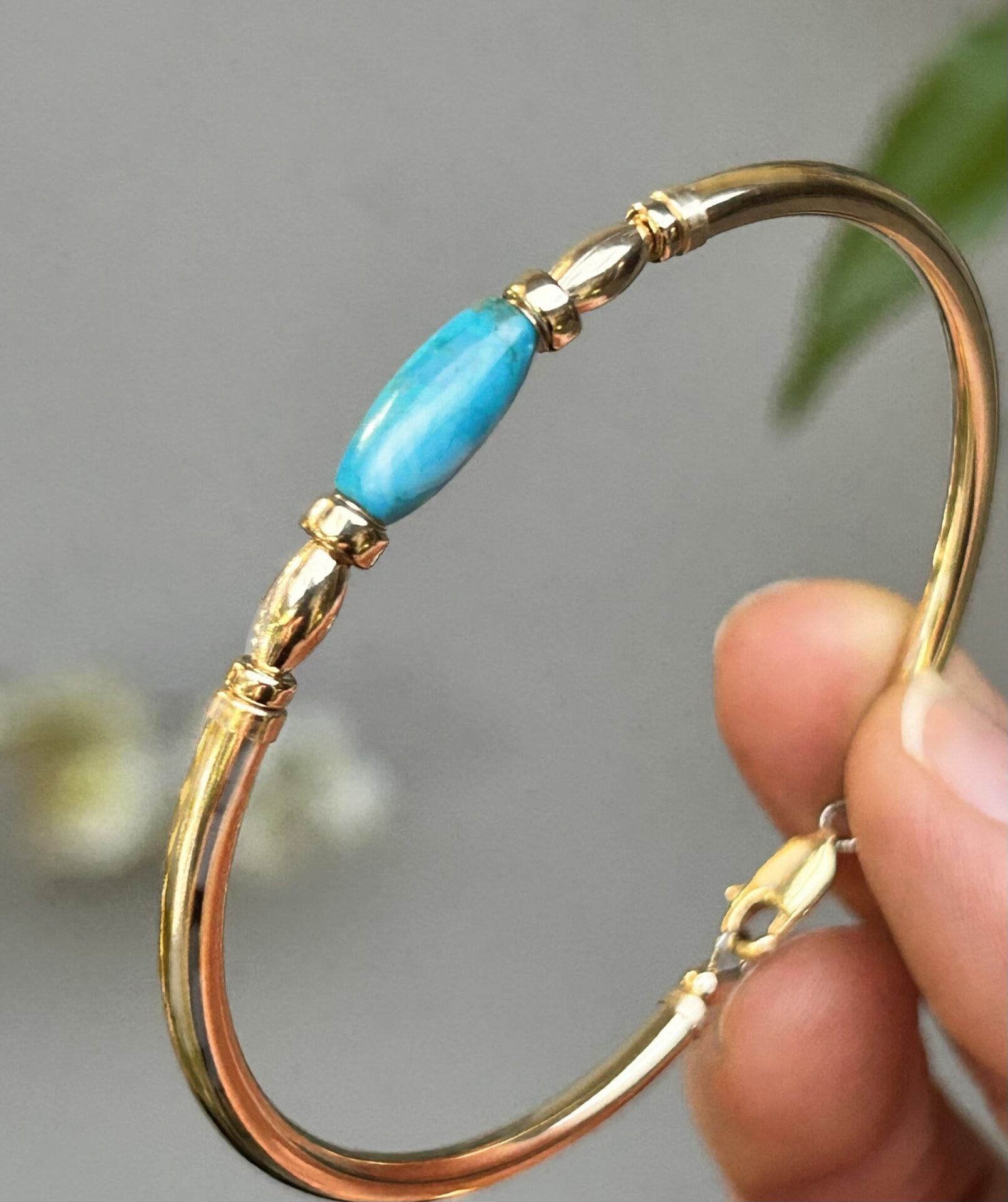 Turquoise Oval Gold Filled Bracelet - Image 2