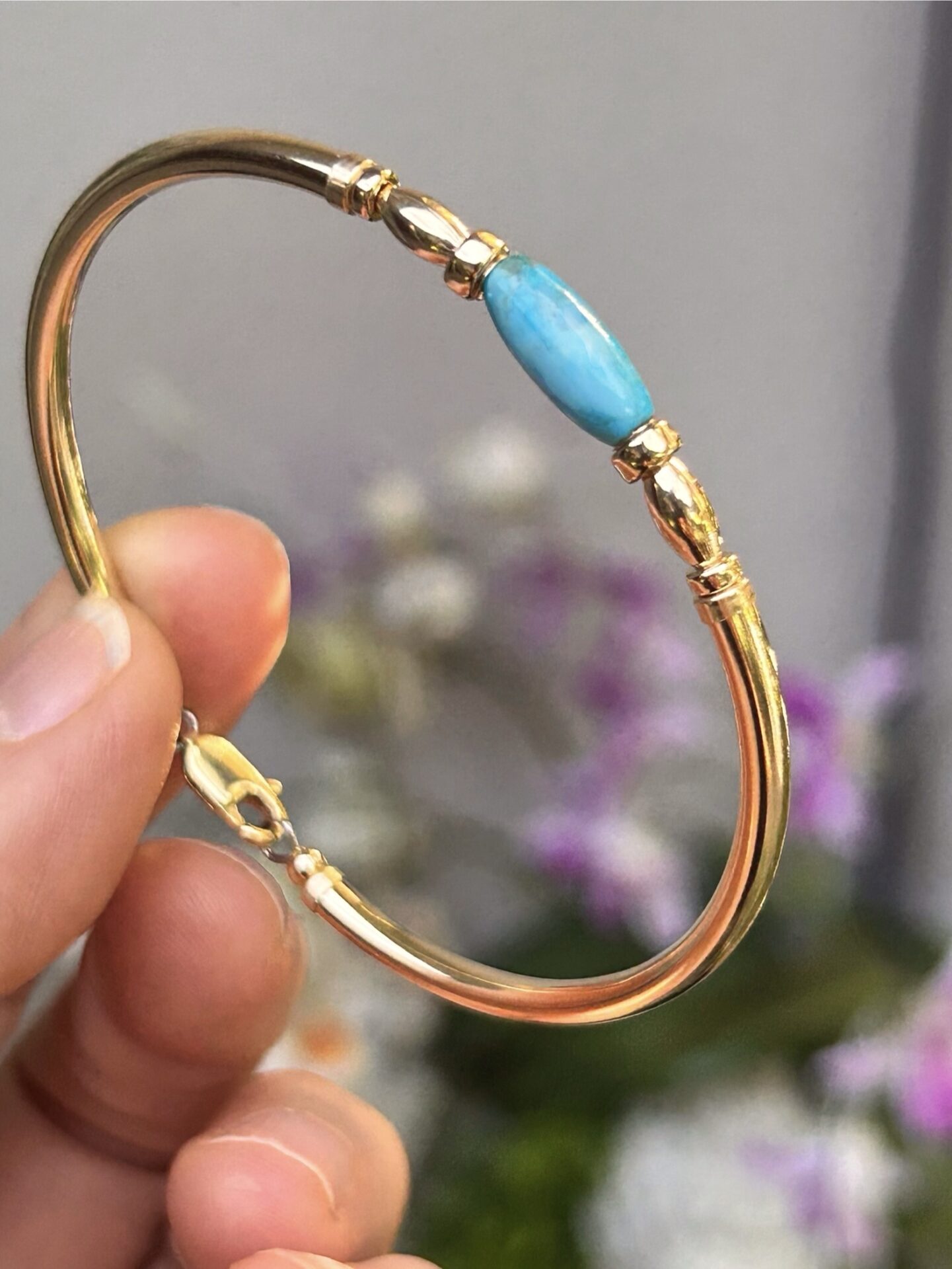 Turquoise Oval Gold Filled Bracelet - Image 3