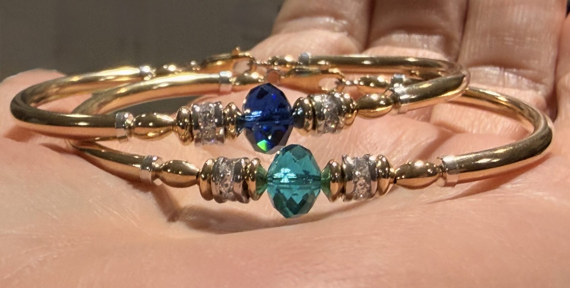 Carla Austrian Crystal London Blue Gold Filled Bracelet - Image 2