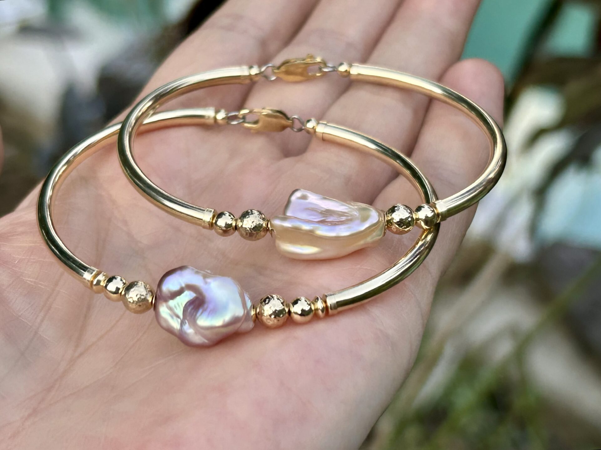 Keshi Pink Pearl Gold Filled Bracelet - Image 4
