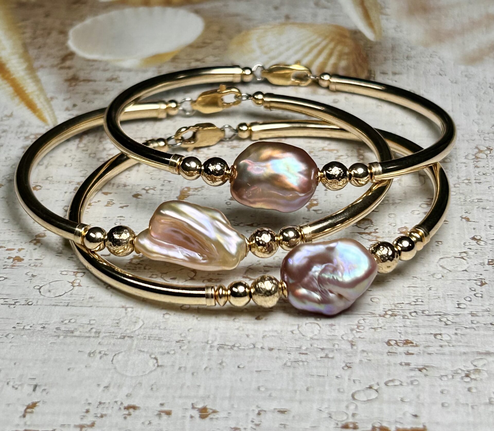 Keshi Pink Pearl Gold Filled Bracelet - Image 2