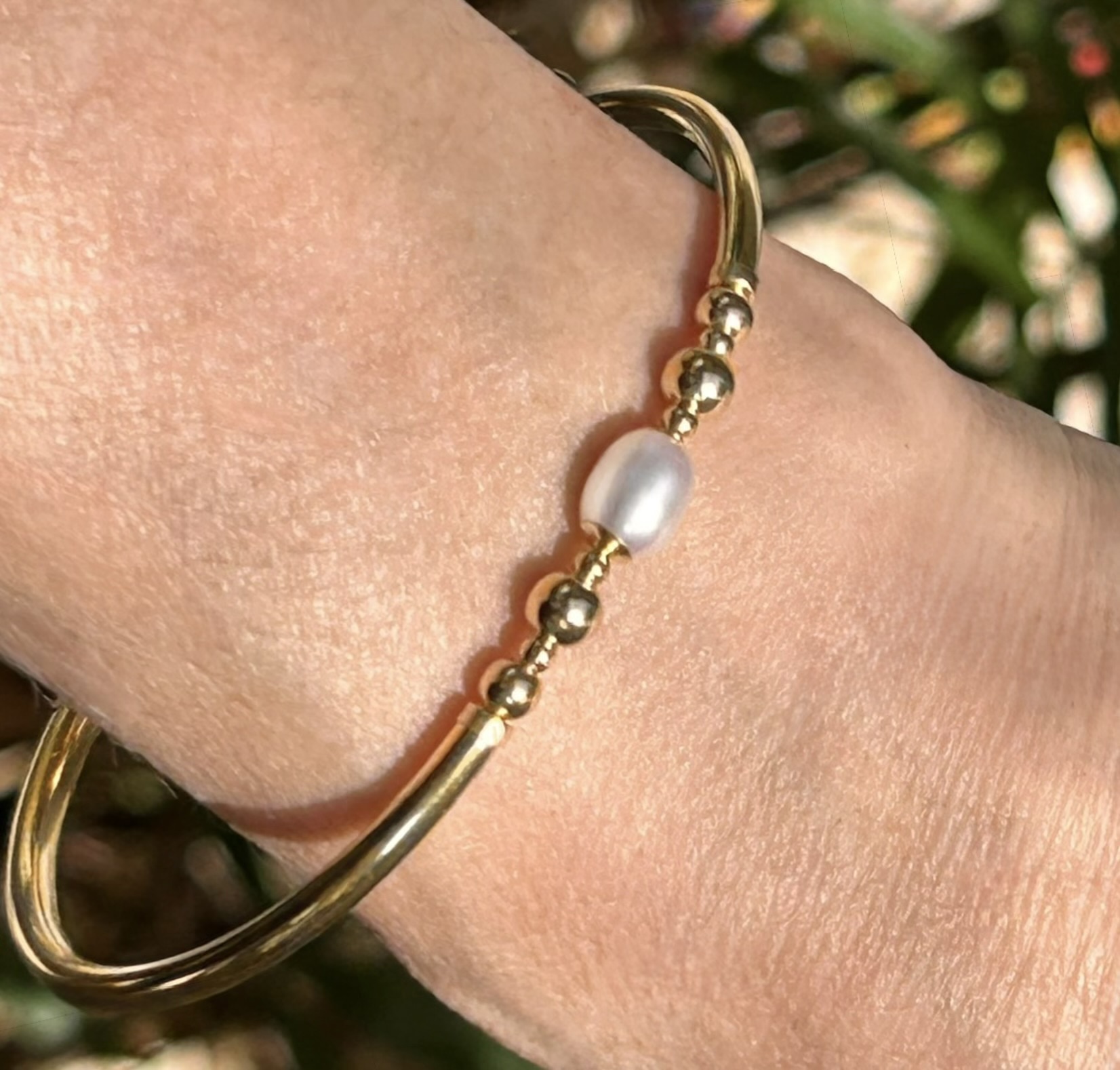 Hollie White Pearl Gold Filled Bracelet - Image 2