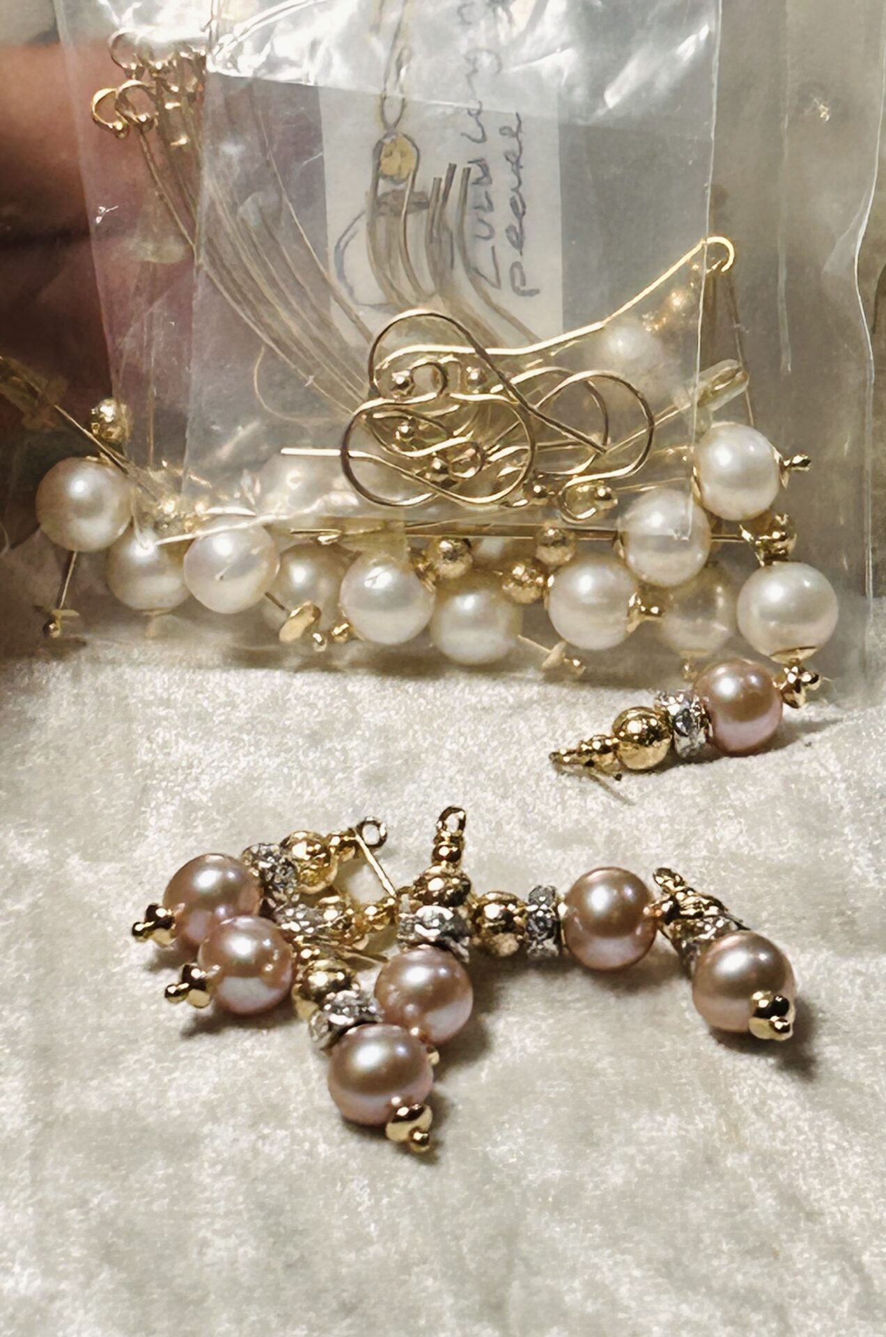 Bella Pink Pearl Lever Back Gold Filled Hooks - Image 4