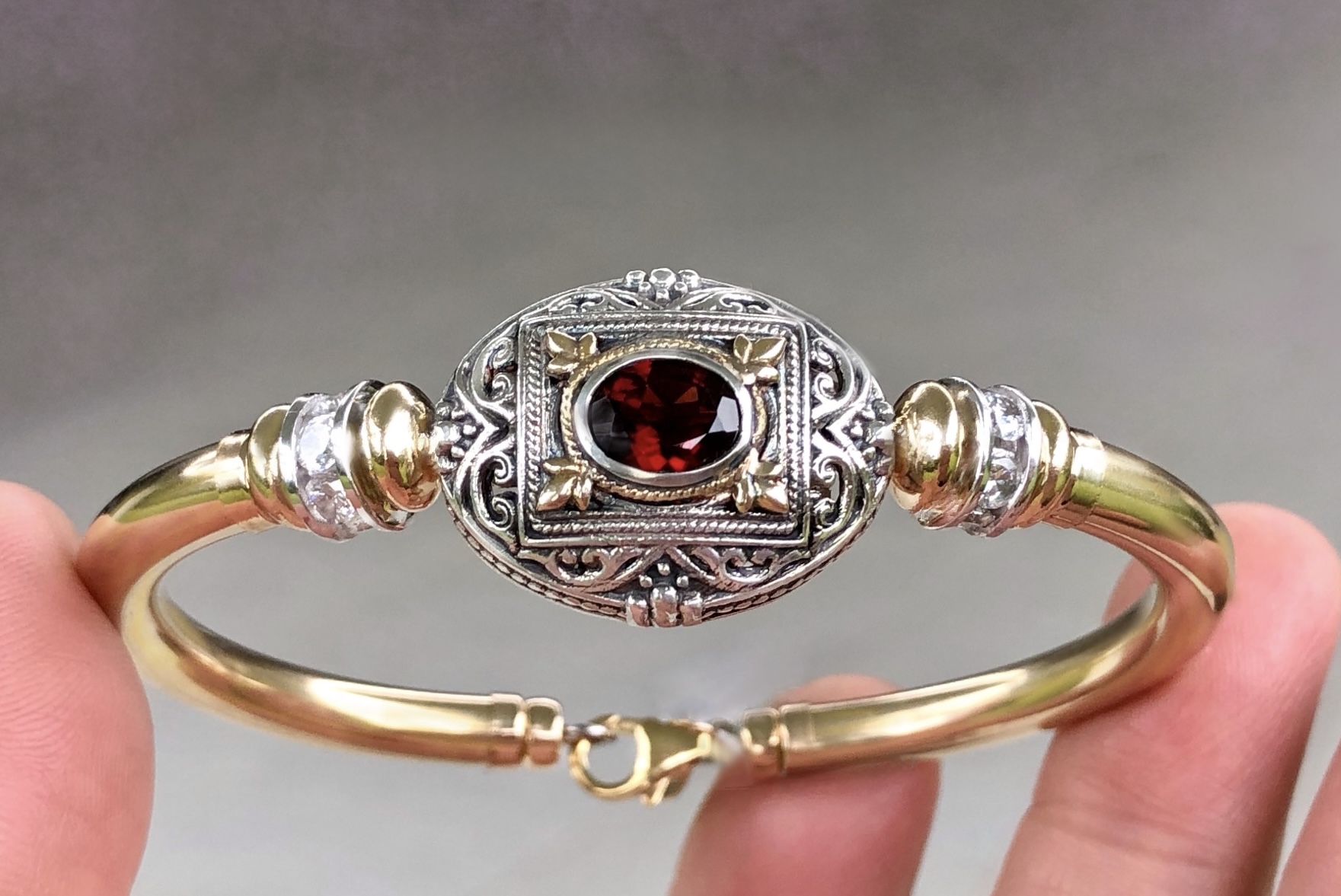 Gabriella Garnet Gold Filled Bracelet