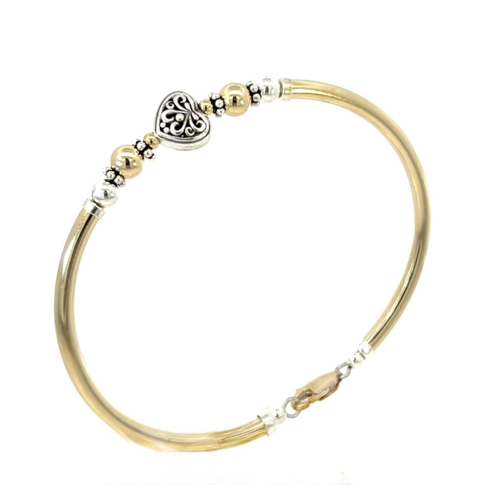 Meika Filigree Heart  14K Gold Filled and Sterling Silver Bracelet