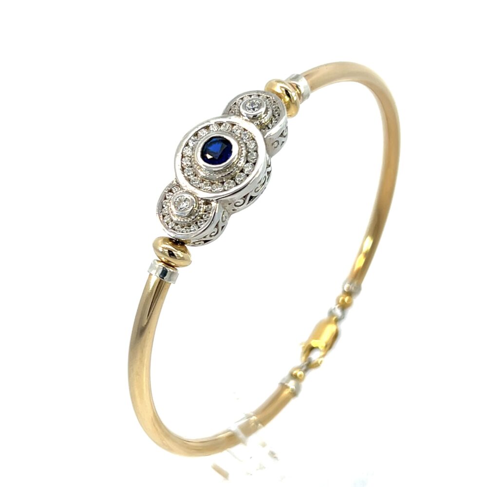 Sapphire Tri-Anastasia 14K Gold Filled 925 Silver Cubic Zirconia Bracelet