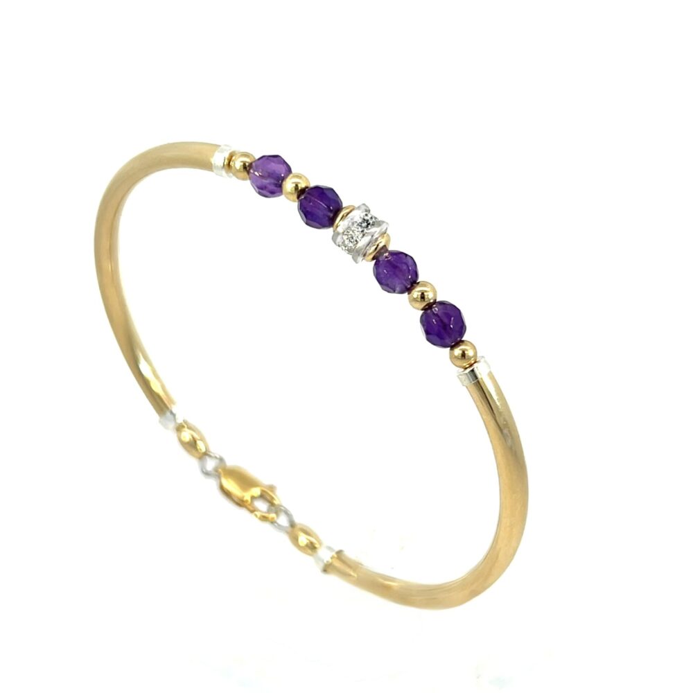 Amethyst Nikki Sterling Silver CZ 14K Gold Filled Bracelet