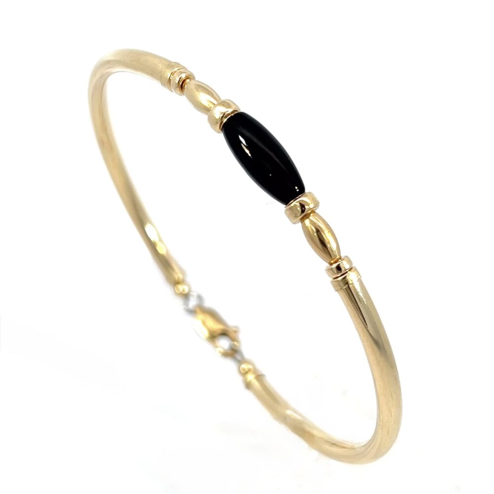 Black Onyx Oval 14K Gold Filled Bracelet