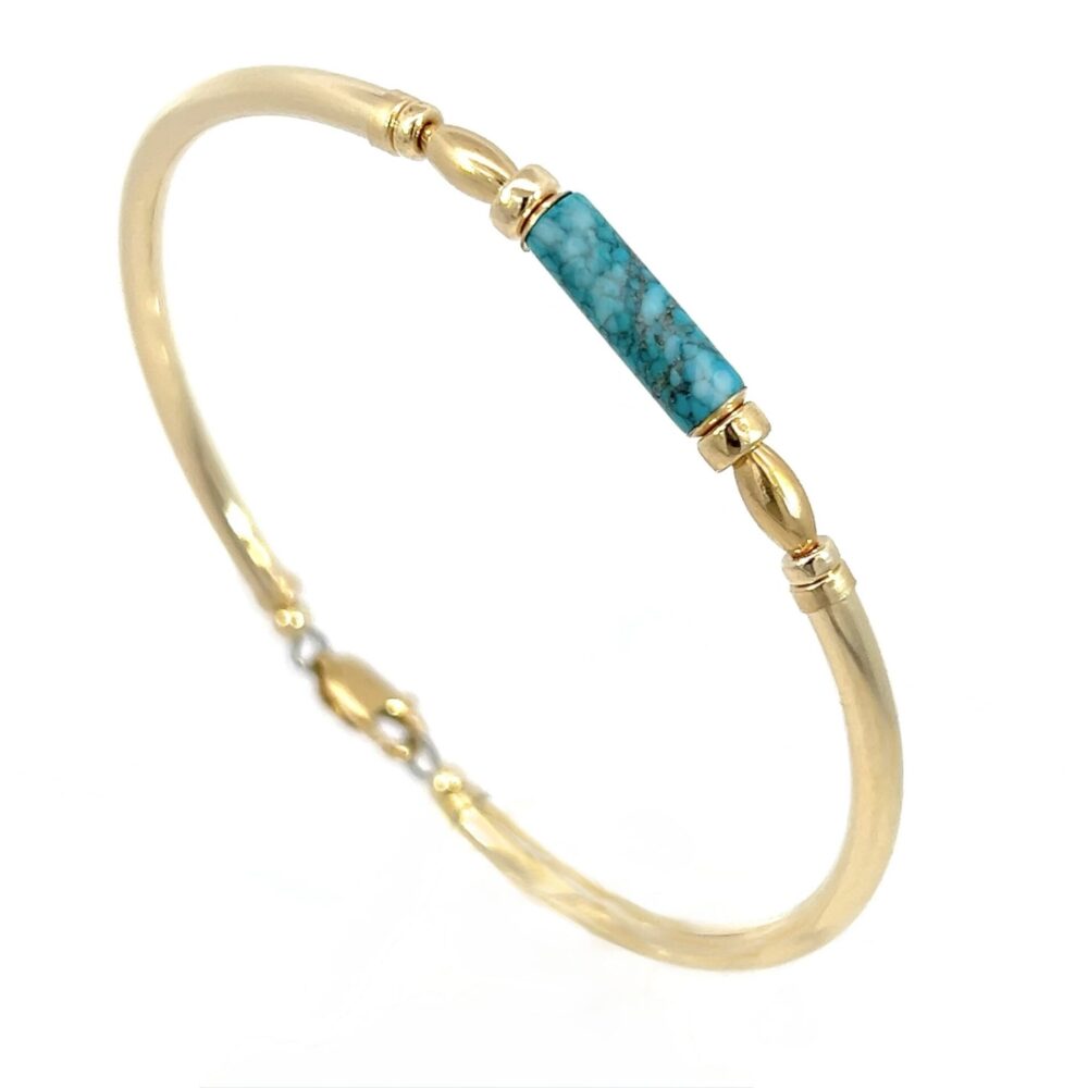 Turquoise Cylinder 14K Gold Filled Bracelet