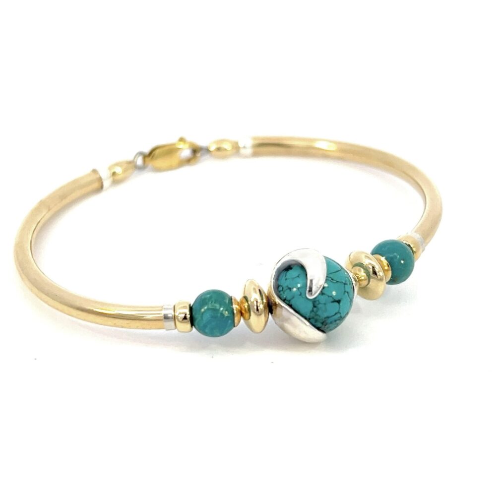 Turquoise Oriana Sterling Silver and 14K Gold Filled Bracelet