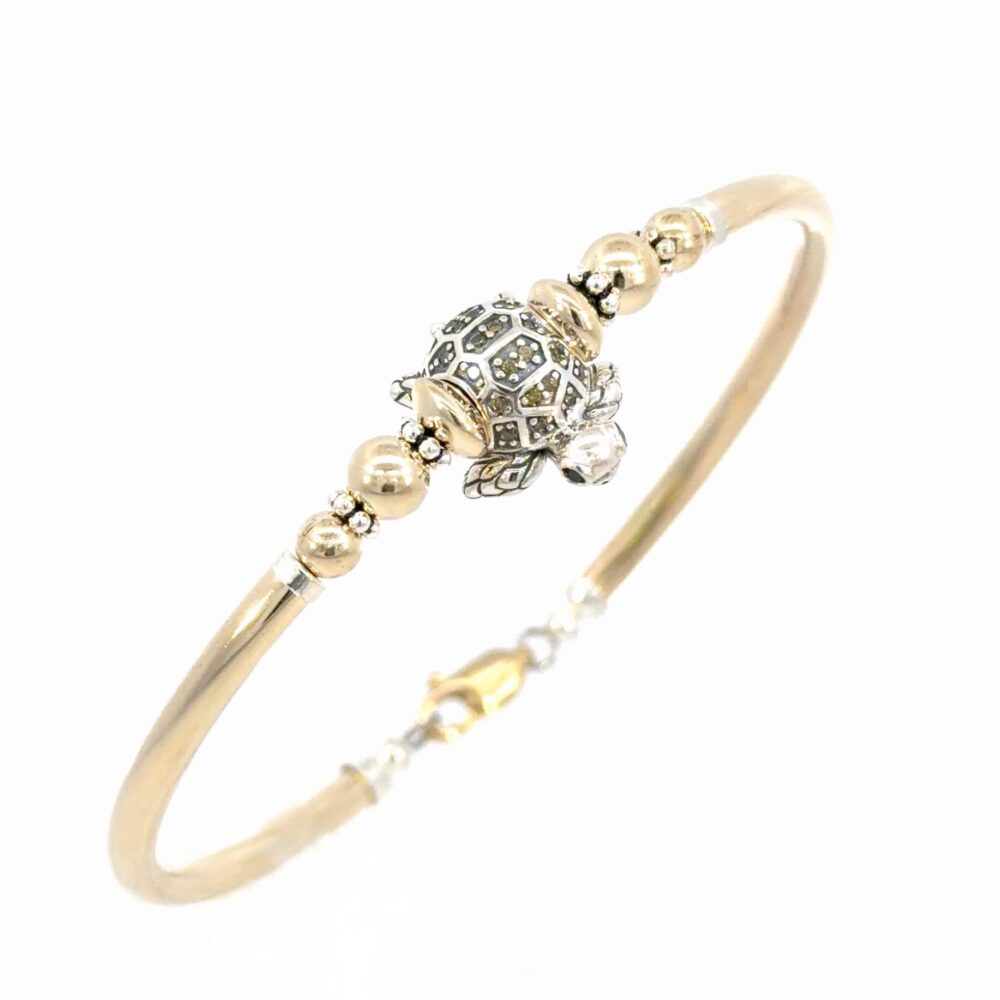 Green Sea Turtle Cubic Zirconia 14K Gold Filled Bracelet
