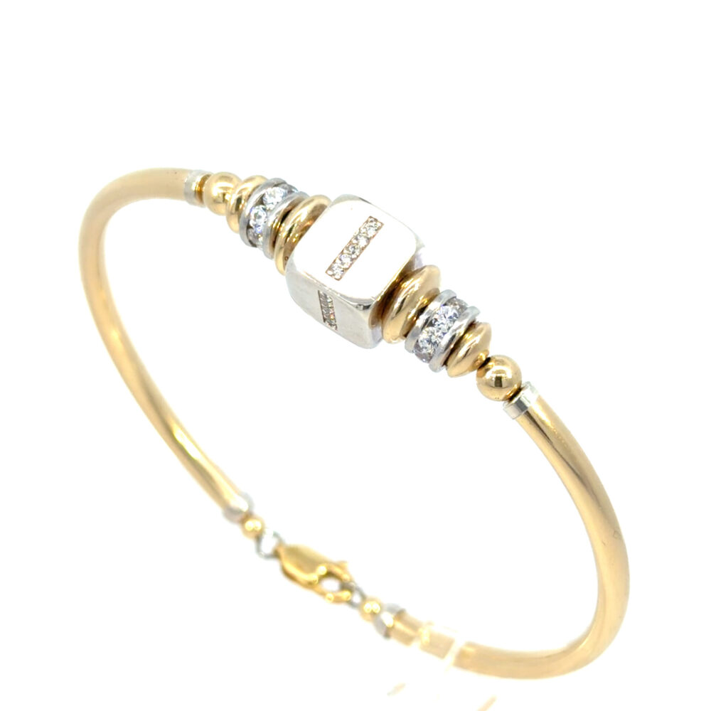 CZ Initial Bracelet 14K Gold Filled 925 Silver and Cubic Zirconia