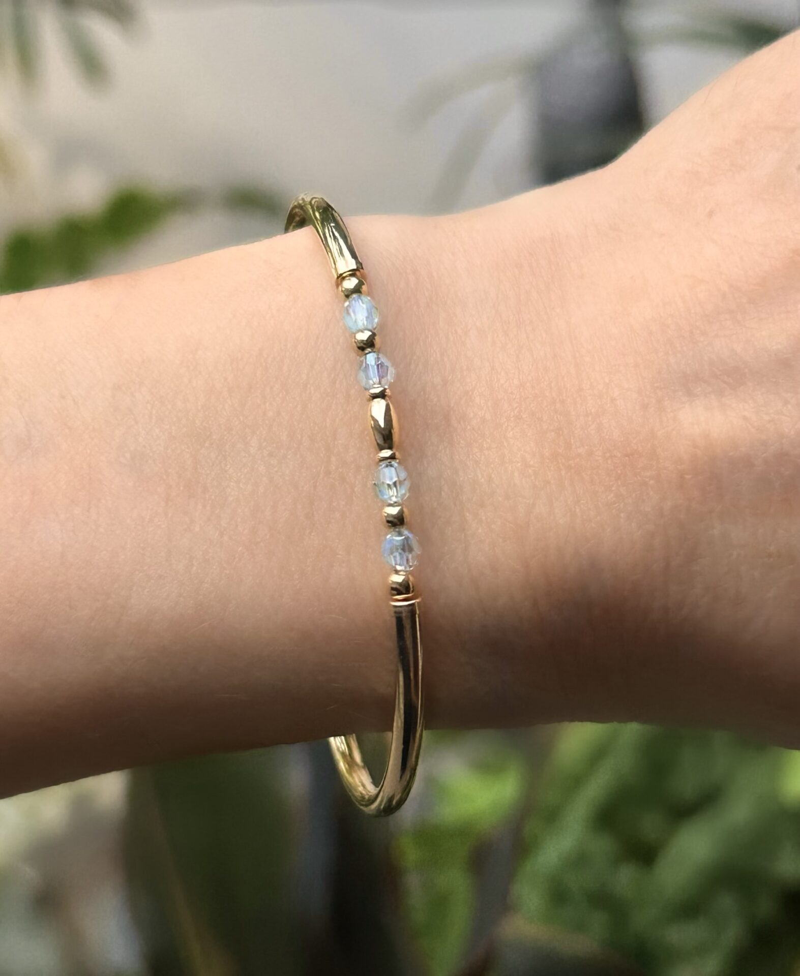 Abbie Aquamarine Austrian Crystal Gold Filled Bracelet - Image 3