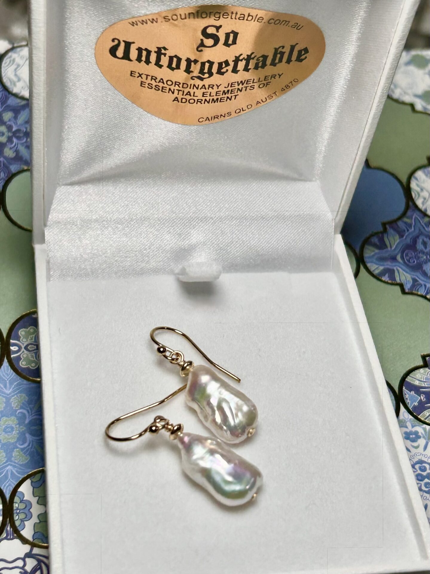 White Pearl Keshi Gold Filled Hoops - Image 3