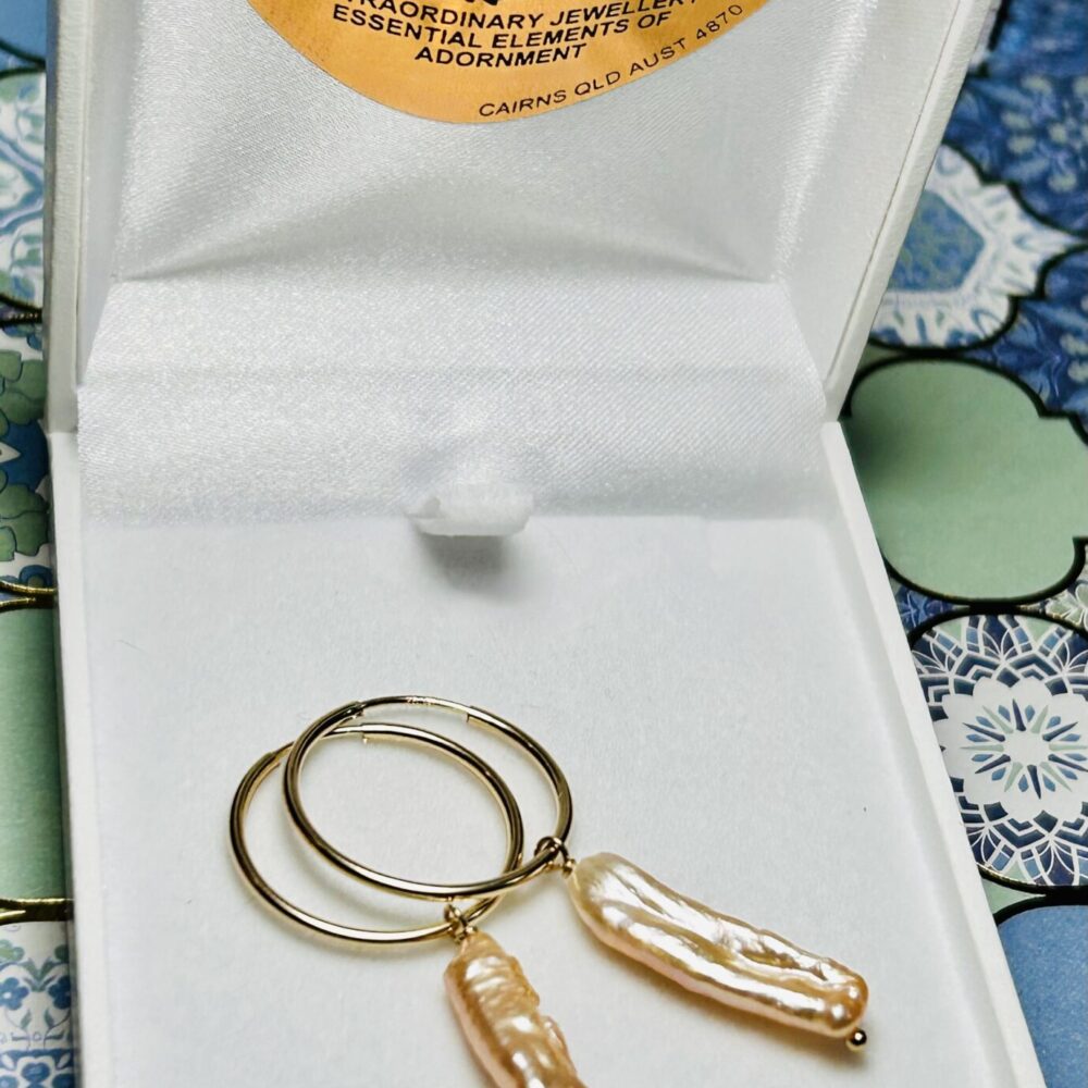 Keshi Pink Gold Filled Hoop Earrings