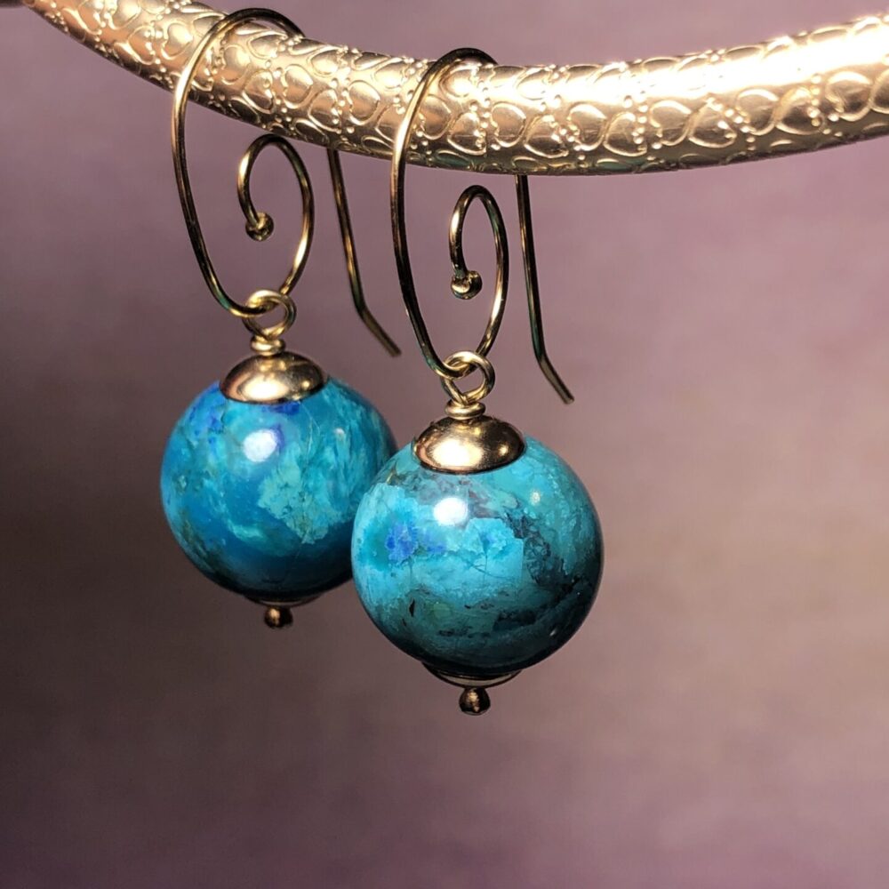 Turquoise Tashi Gold Filled Spiral Hook Earrings